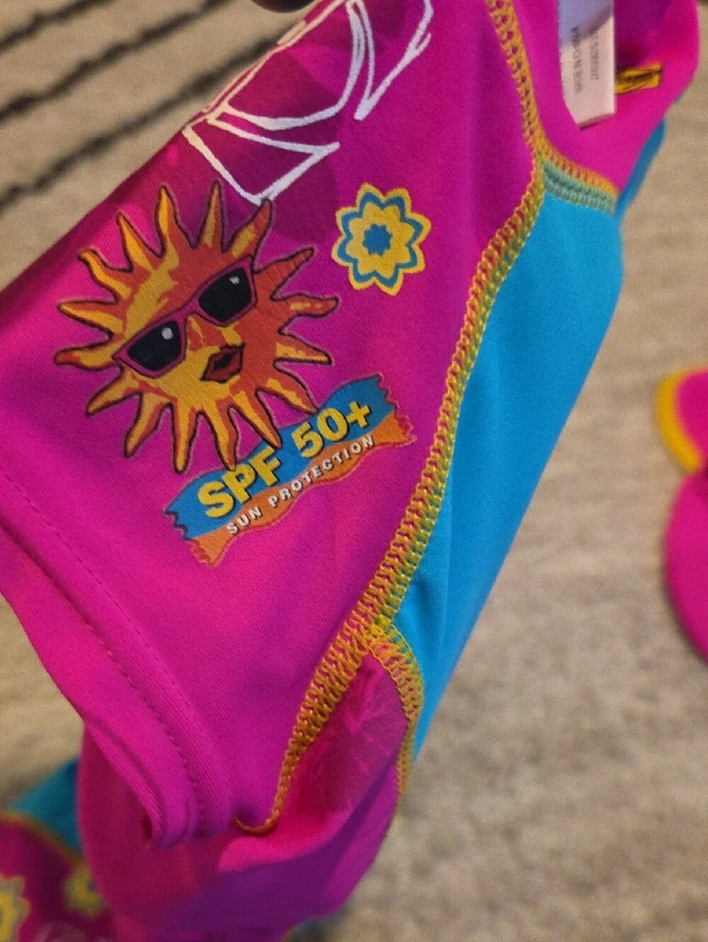 Body Glove Girls' Blue & Pink Rashguard Swimsuit Set With Built In Life Vest